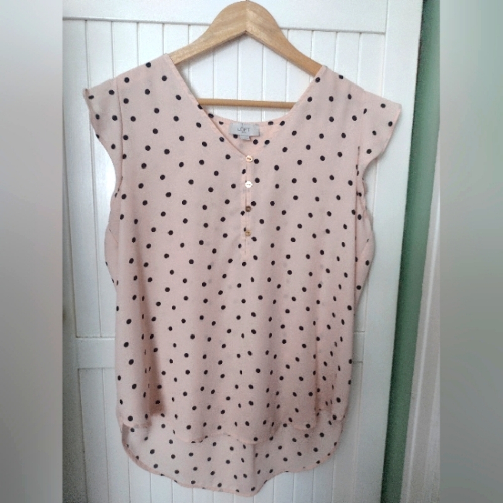 NWOT LOFT Small Pink Dots Pullover Sleeveless Top
